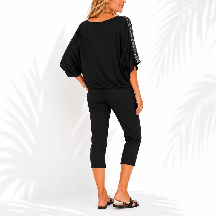 THE SLOUCHY OFF SHOULDER TEE BLACK