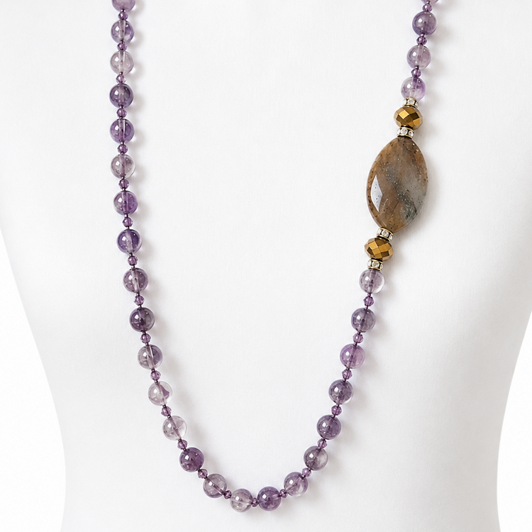 AMETHYST BROOCH NECKLACE