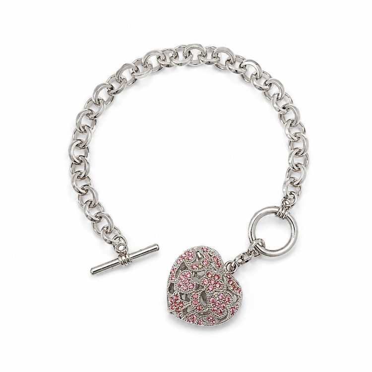 CHARMED HEART DOUBLE SIDED TOGGLE BRACELET