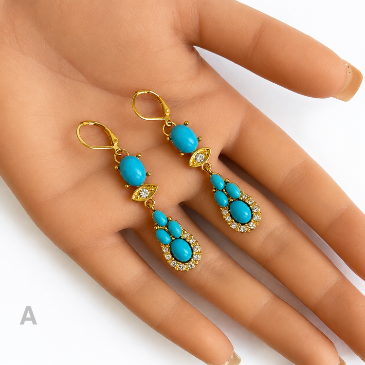 TURQUOISE TALISMAN EARRINGS GOLD