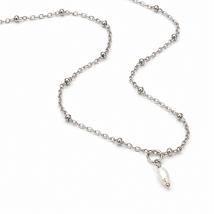 PETIT PEARL SILVER NECKLACE