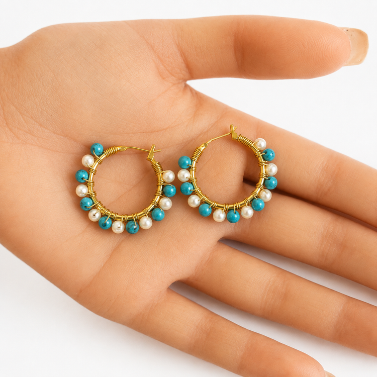 PEARLY TURQUOISE HOOPS
