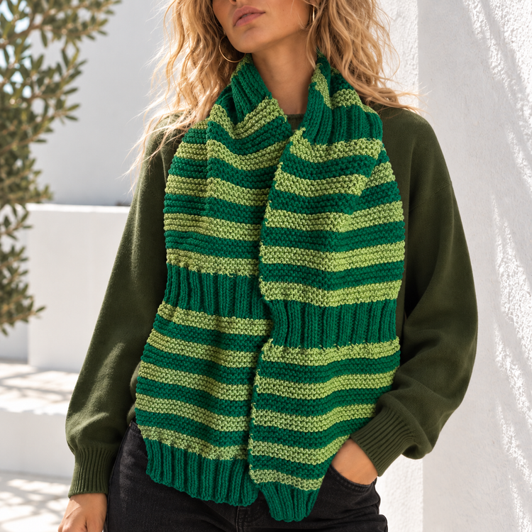 DAISY'S FAMOUS PEAPOD SCARF - GREEN STRIPE
