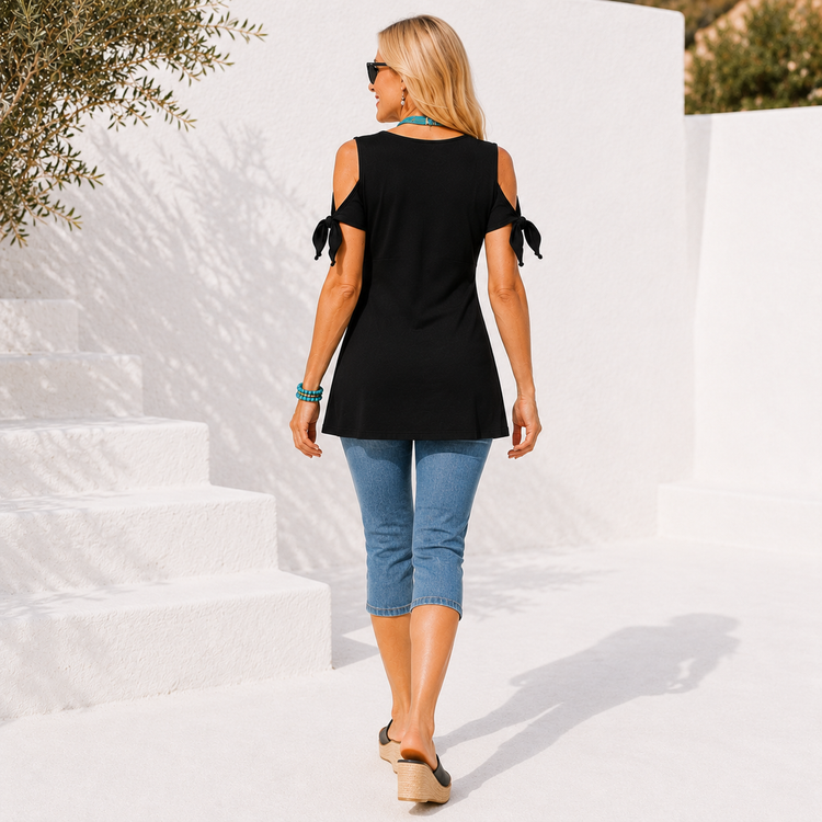 THE BLACK TIE-SLEEVE TOP