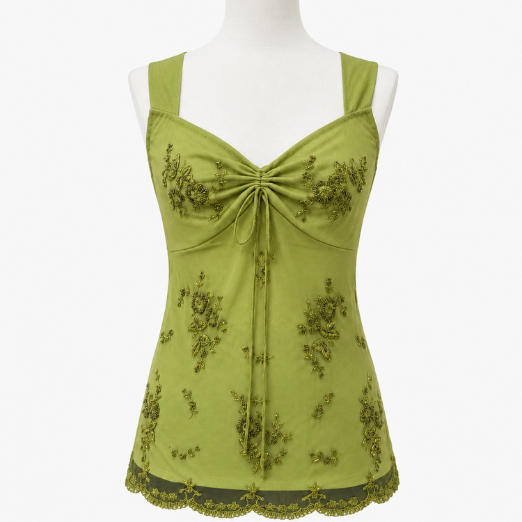 SAGE & LACE BEADED TOP