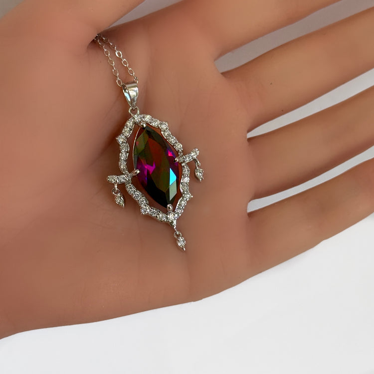 AMETHYST MARQUISE HALO PENDANT