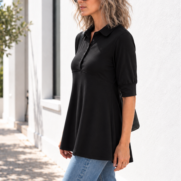 THE GILMORE TUNIC TOP - BLACK