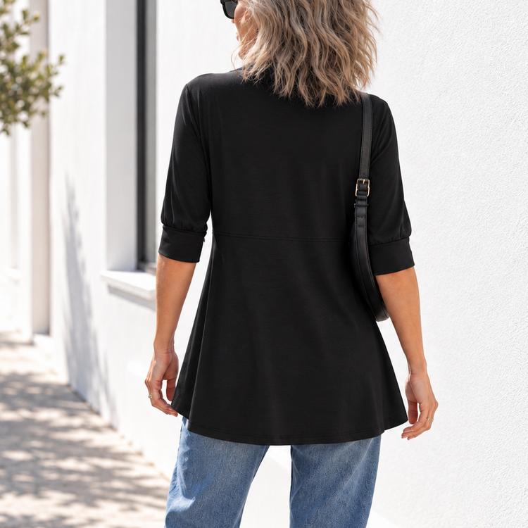 THE GILMORE TUNIC TOP - BLACK