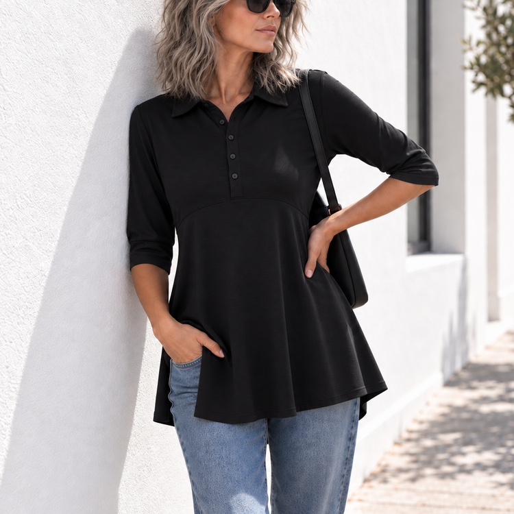 THE GILMORE TUNIC TOP - BLACK