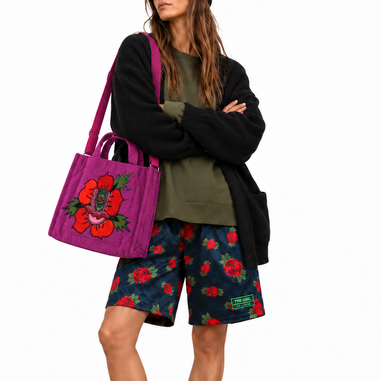 DAISY WORLD HAND BEADED ROSE TOTE
