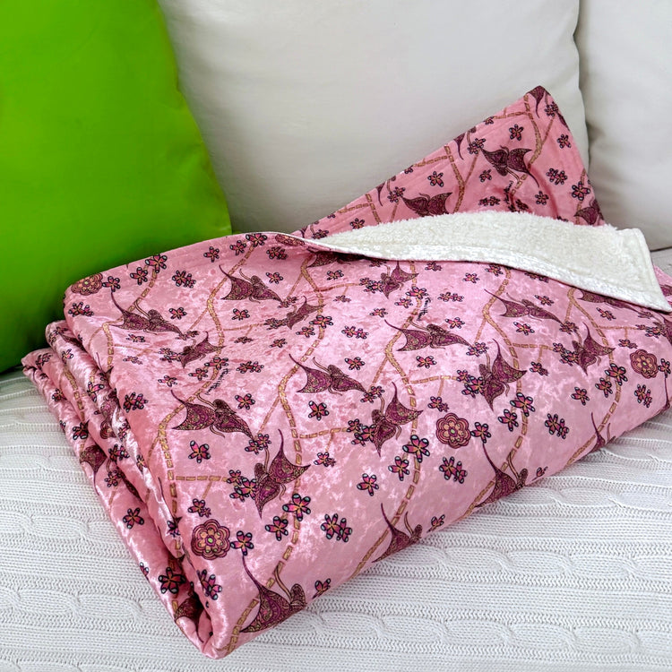 BUTTERFLY GARDEN COZY DOUBLE FACED THROW BLANKET