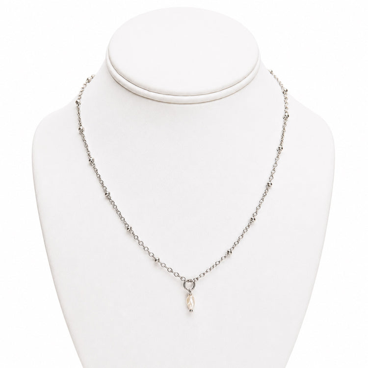 PETIT PEARL SILVER NECKLACE