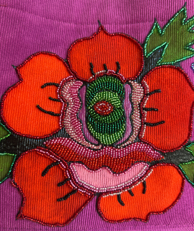 DAISY WORLD HAND BEADED ROSE TOTE