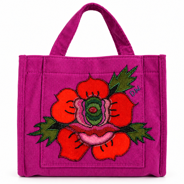 DAISY WORLD HAND BEADED ROSE TOTE
