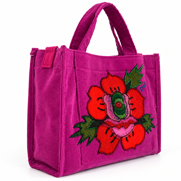 DAISY WORLD HAND BEADED ROSE TOTE