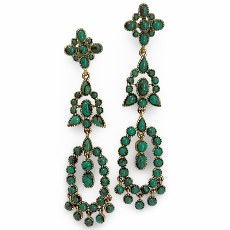 California Verde Turquoise Dangle Earrings Silver or Gold