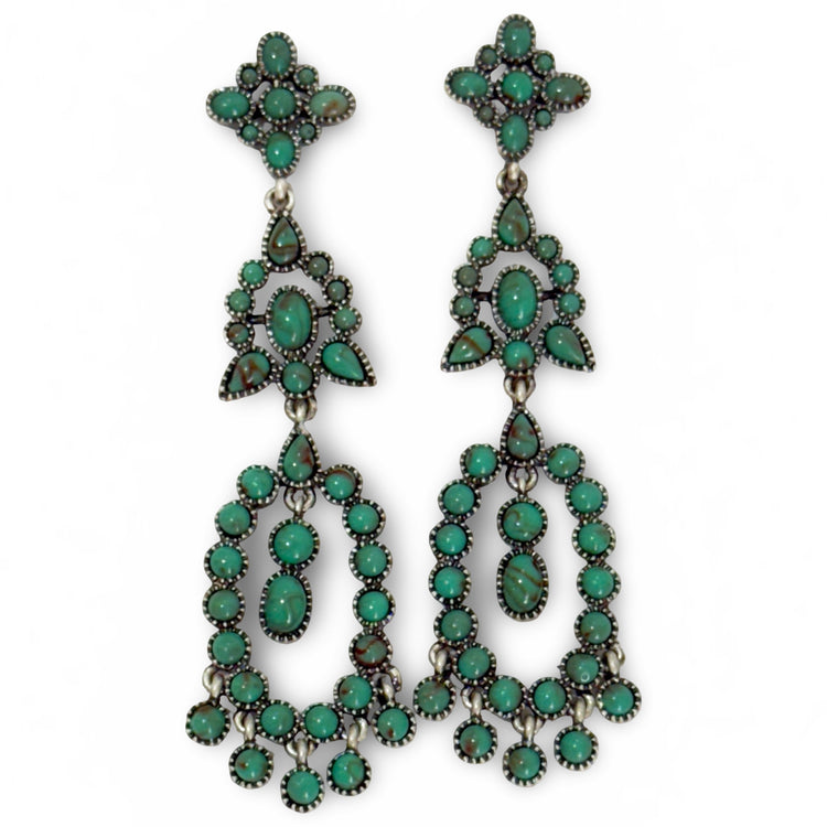 California Verde Turquoise Dangle Earrings Silver or Gold