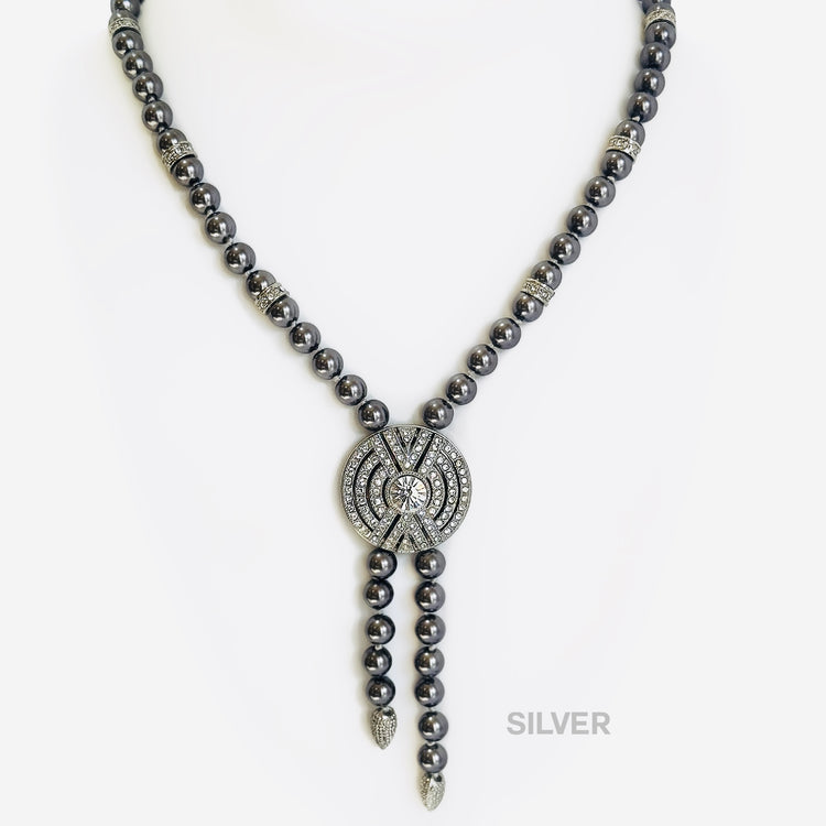 RHINESTONE COWBOY BOLO TIE NECKLACE
