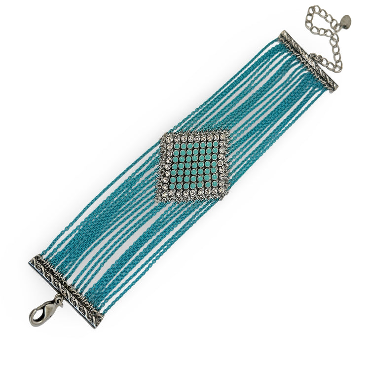 TURQUOISE CRYSTAL CHAINMAIL BRACELET