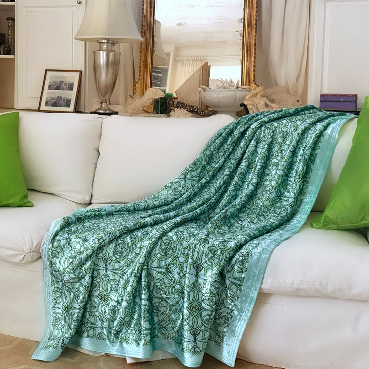 MALIBU MONOGRAM COZY DOUBLE FACED THROW BLANKET