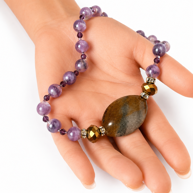 AMETHYST BROOCH NECKLACE
