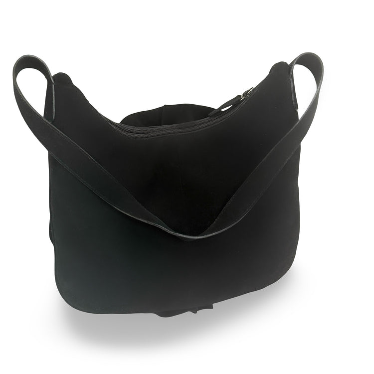 THE SUEDE ROSETTE BAG- BLACK