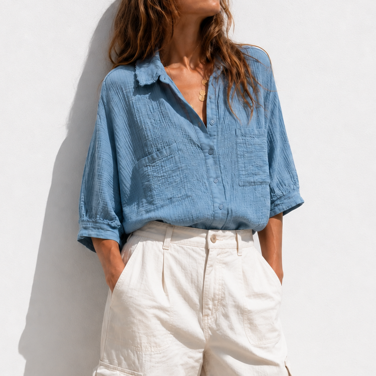 THE SAINT TROPEZ BLOUSE - SKY