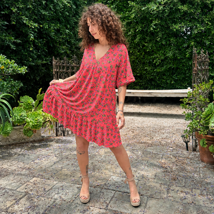 THE EASY BREEZY PERSIMMON BUTTERFLY DRESS