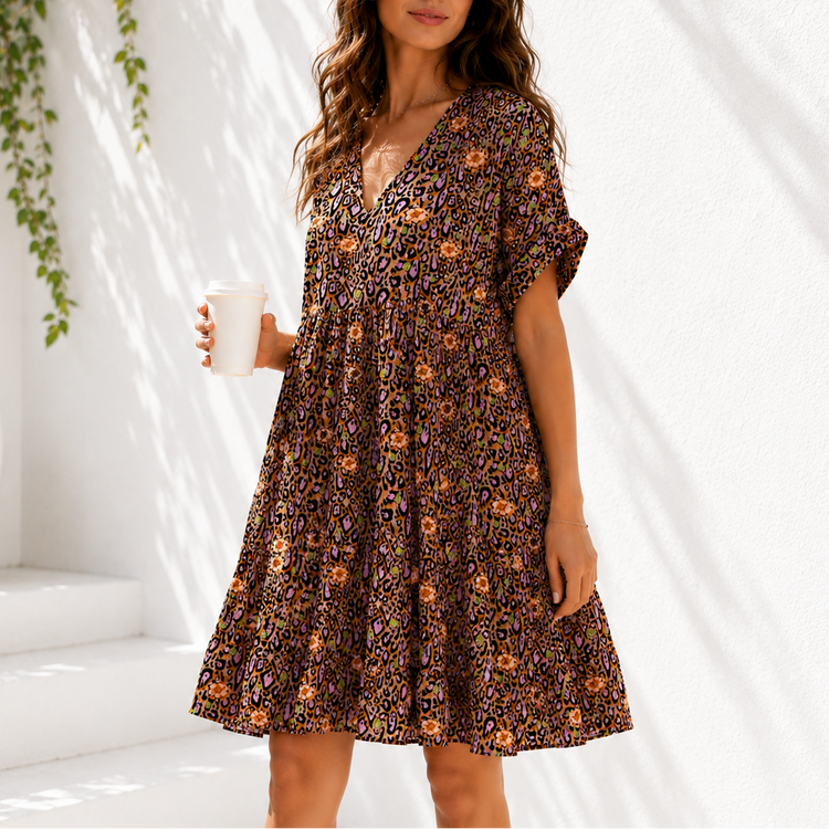 THE EASY BREEZY LEOPARD LOTUS BLOSSOM DRESS