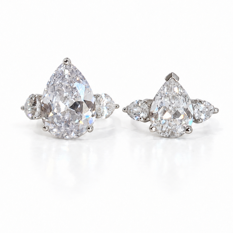 THREE STONE PEAR CUT RING