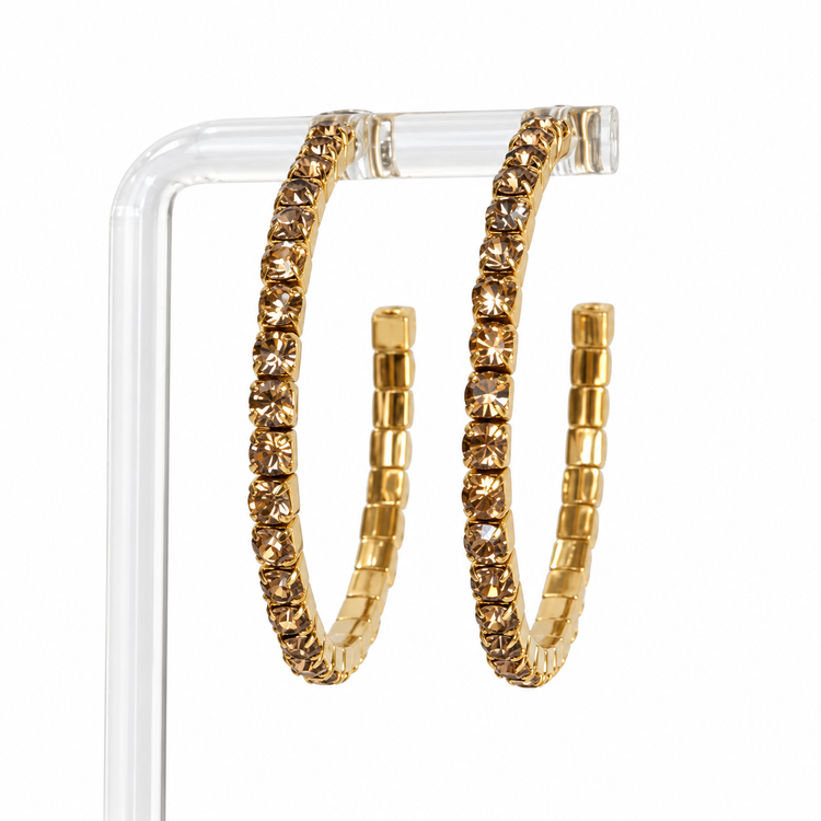 NUDE CRYSTAL HOOPS