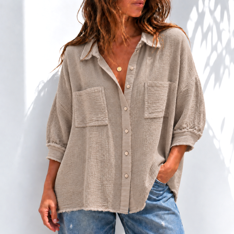 THE SAINT TROPEZ BLOUSE - TOAST