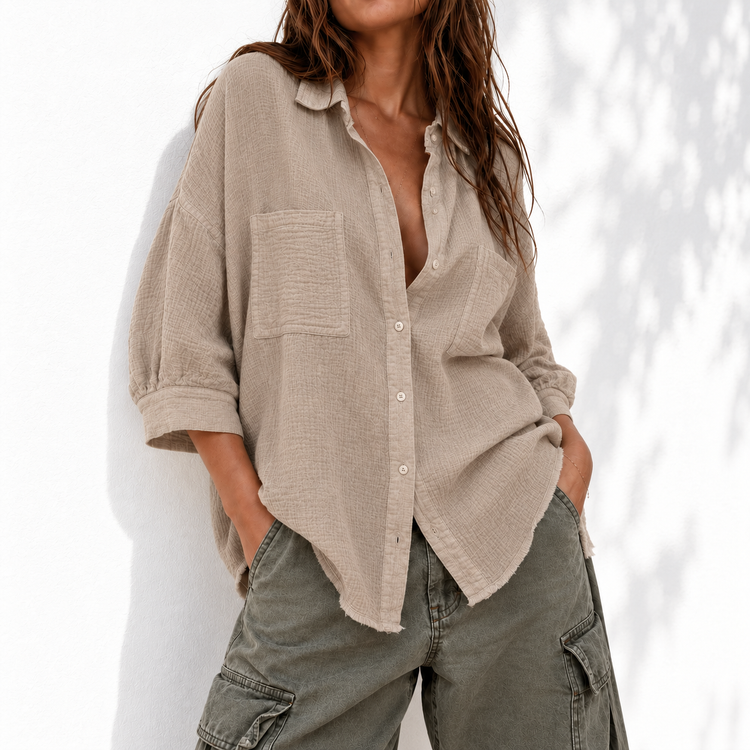 THE SAINT TROPEZ BLOUSE - TOAST