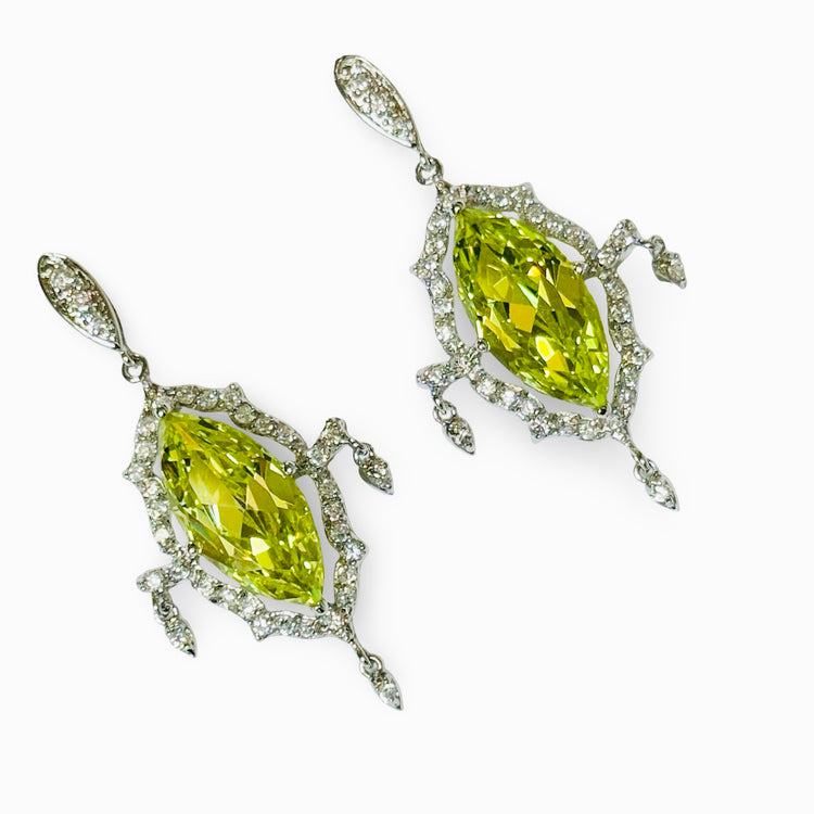 PERIDOT MARQUISE HALO EARRINGS