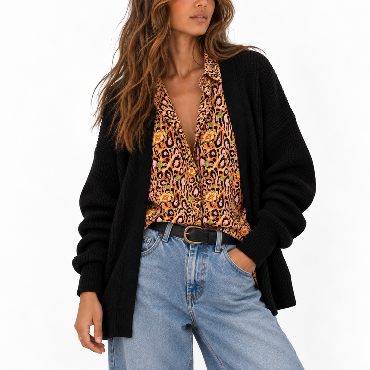 THE BLACK BISCOTTI CARDIGAN