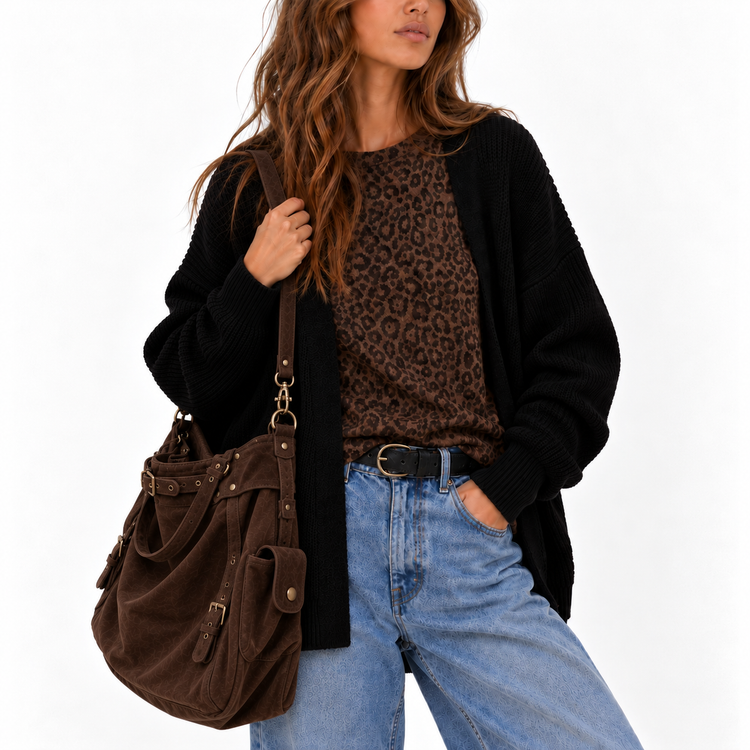 THE BIG SUEDE BAG - CHOCOLATE