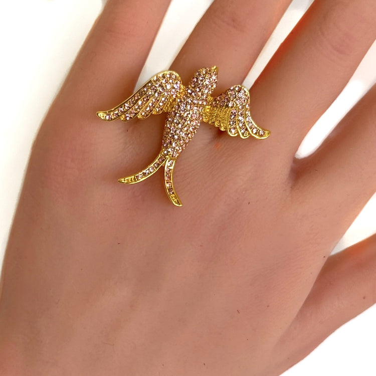 PINK DOVE IN FLIGHT RING