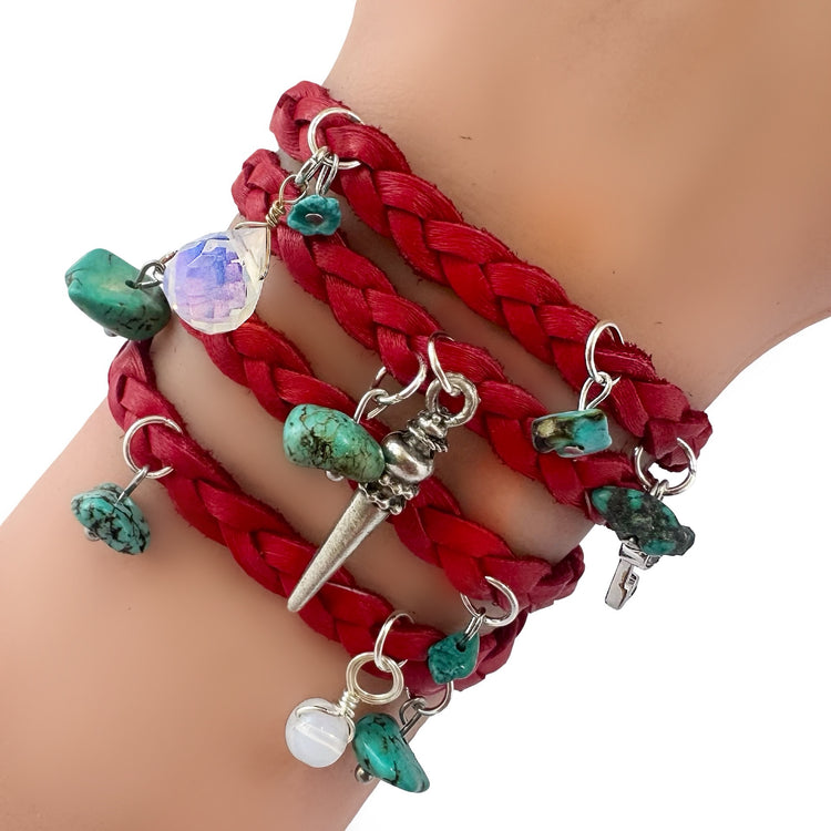 THE STEVIE CHARM BRACELET - SANGRIA SILVER