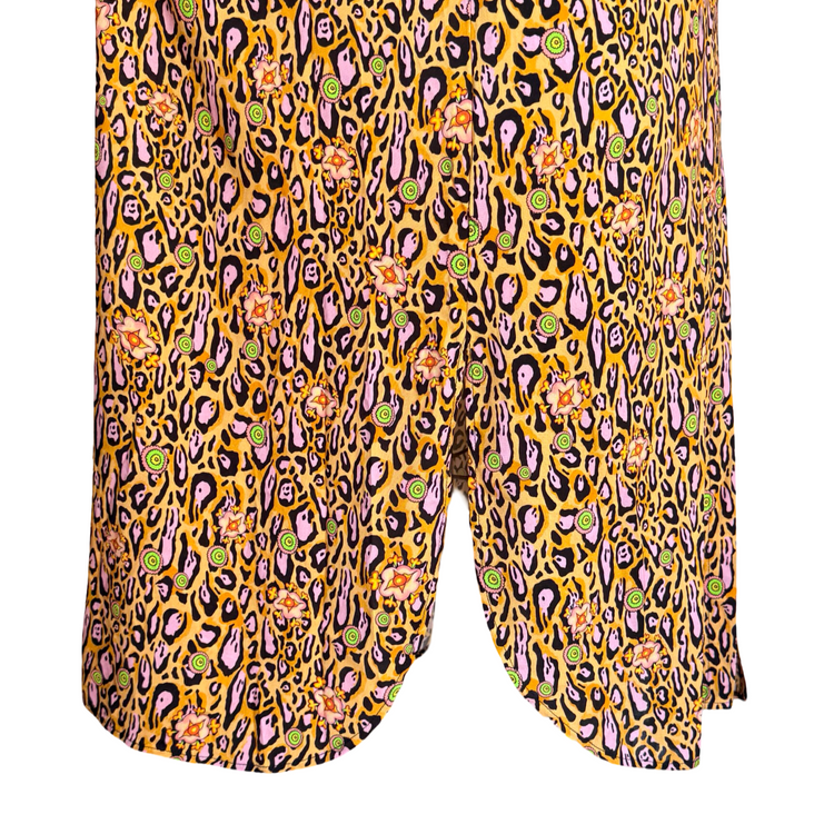 APRICOT LEOPARD LOTUS BLOSSOM SHIRT-DRESS