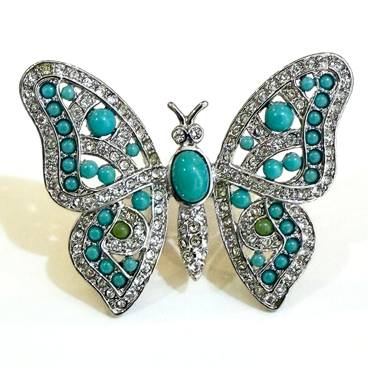 TURQUOISE PAVÉ BUTTERFLY RING