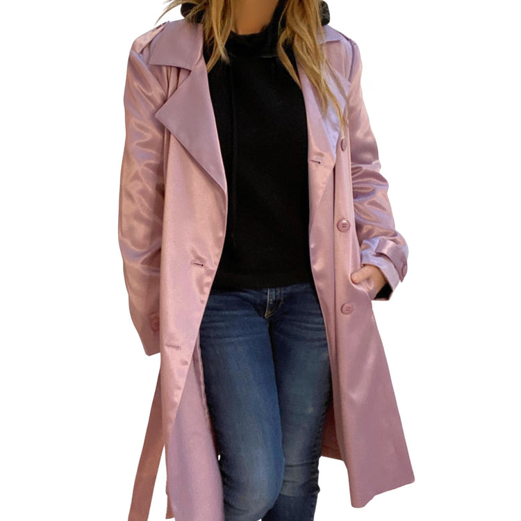 ROSE SATIN TRENCH COAT
