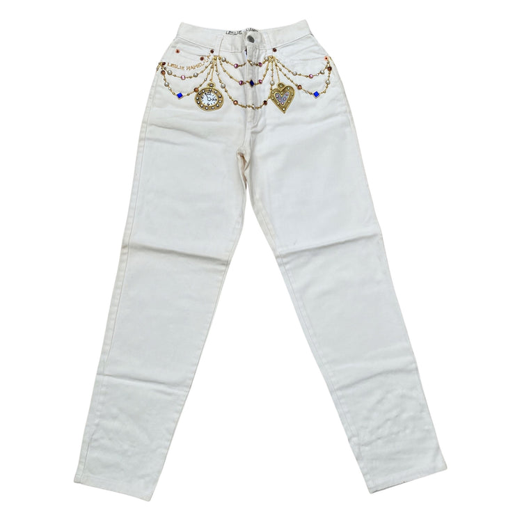 WHITE CHANEL POCKET WATCH JEANS
