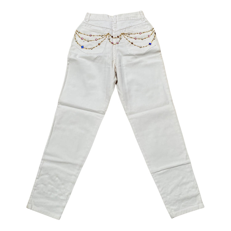 WHITE CHANEL POCKET WATCH JEANS