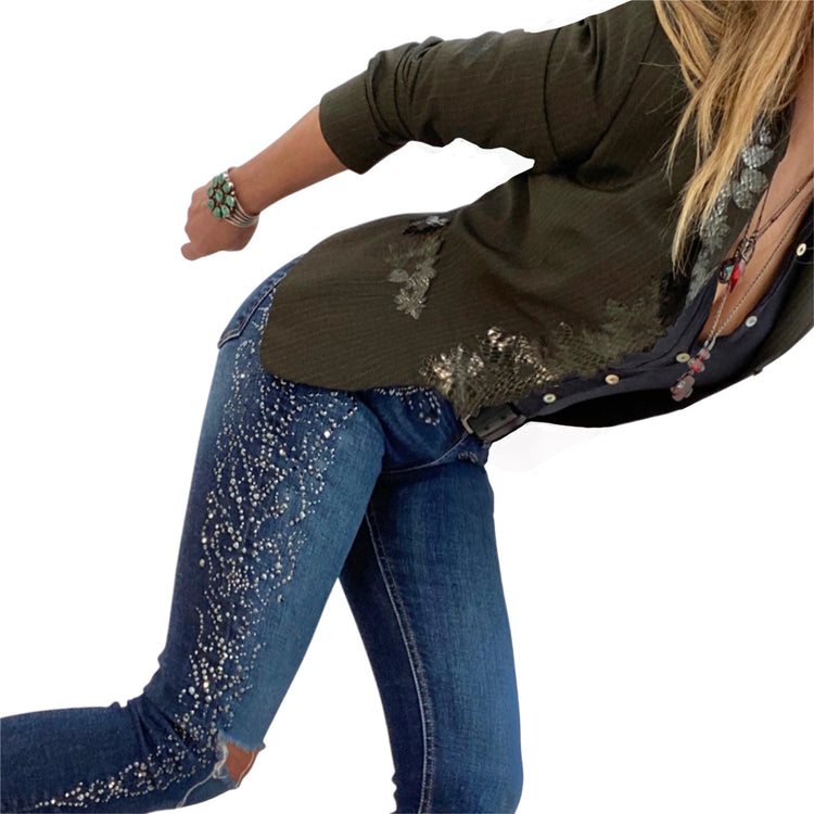 LESLIE HAMEL CRYSTAL MATADOR JEANS COMMISSION ONLY