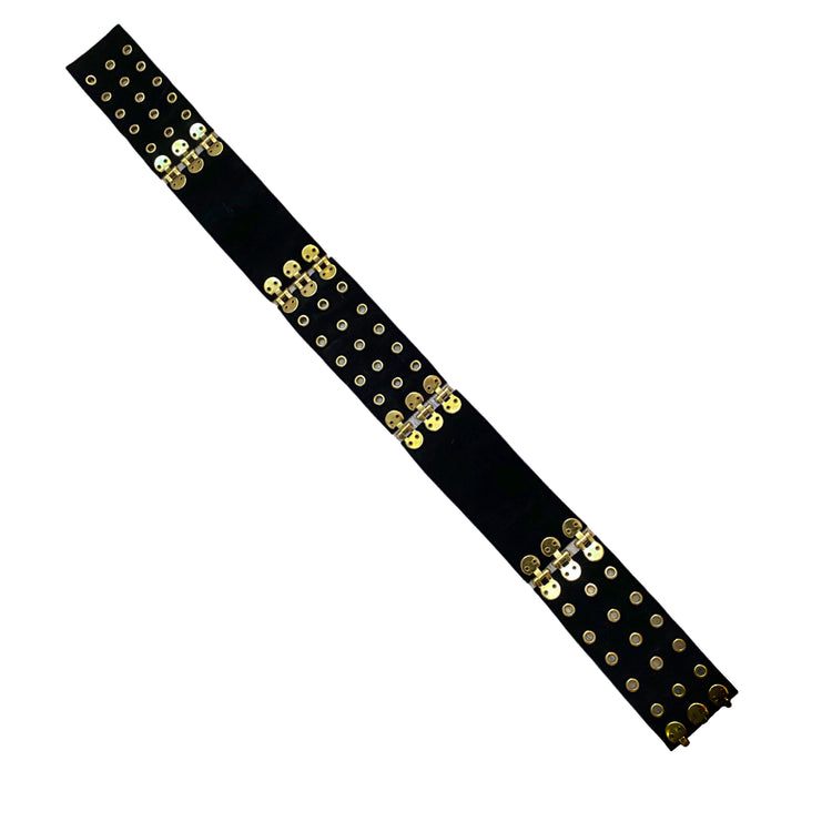 BLACK SUEDE SEXY BELT WITH GOLD DETAIL