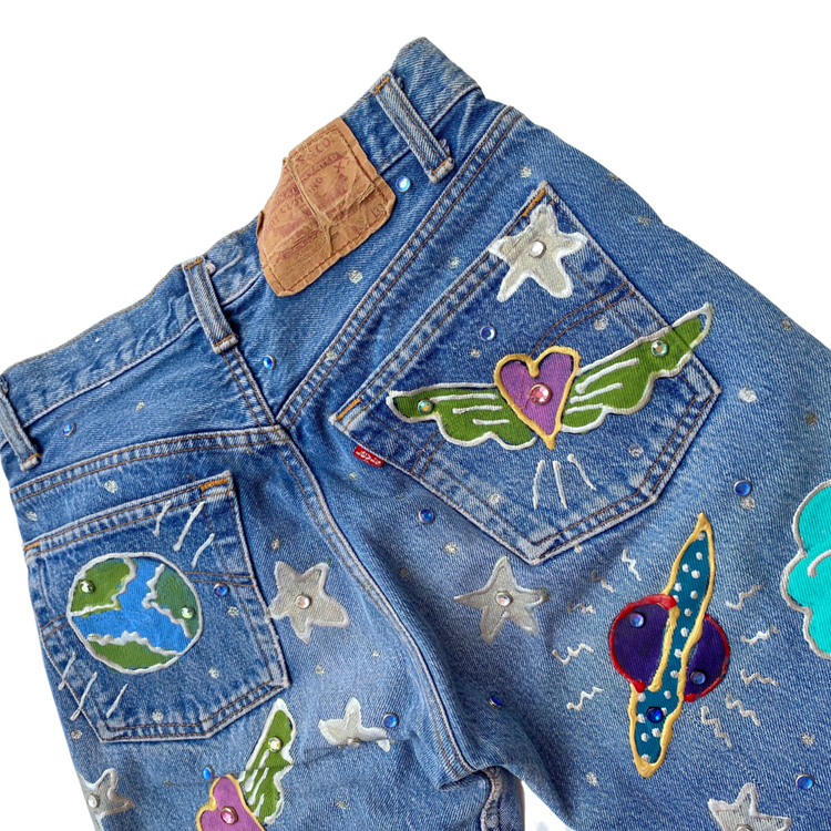 LESLIE HAMEL OUTER SPACE CRYSTAL STUDDED SHORTS