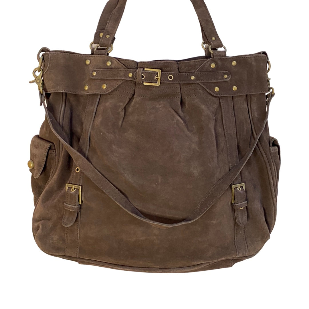 Suede Working Tote Large Chocolate Unlined