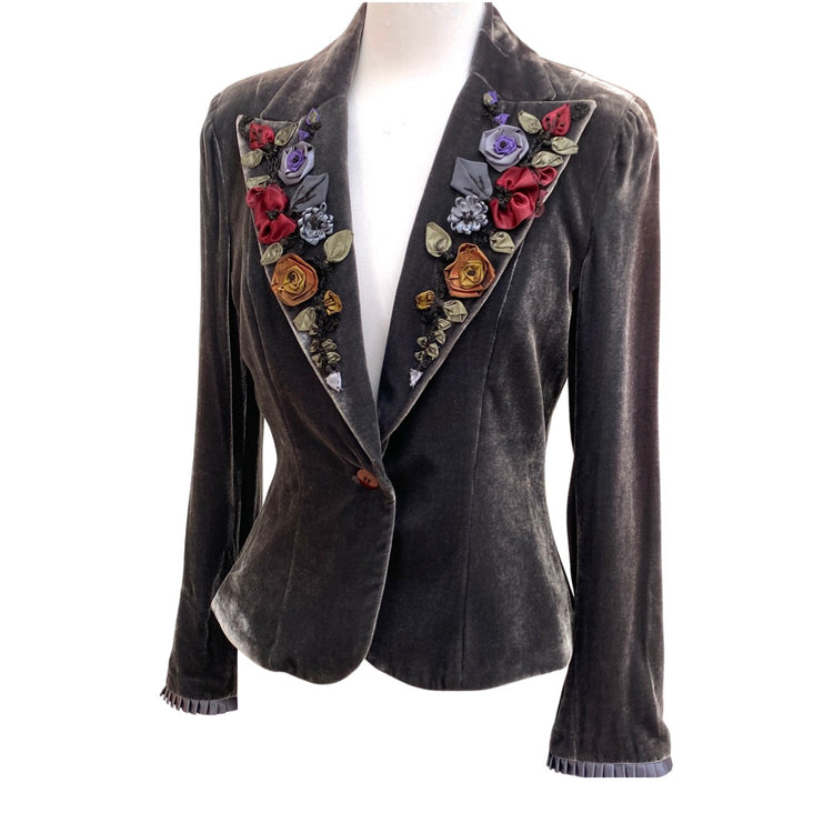 VELVET JACKET WITH EMBELLISHED LAPELS