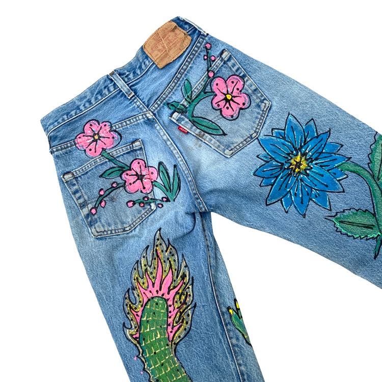 ENTER ZE DRAGON LOTUS & CHERRY BLOSSOM SELVEDGE LEVIS 501s