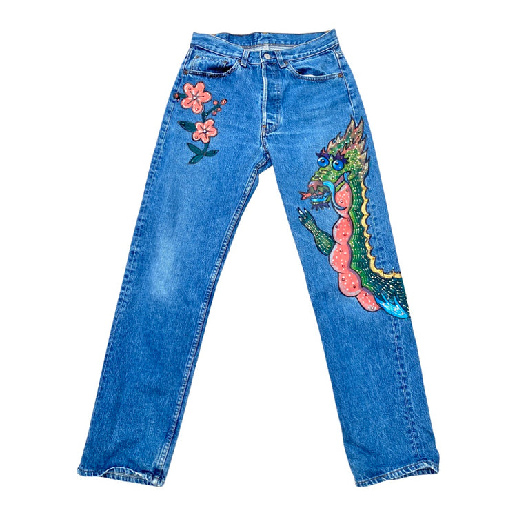ENTER ZE DRAGON AUSTRIAN CRYSTAL STUDDED JEANS